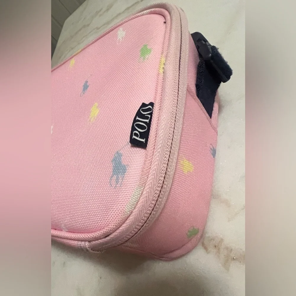 Ralph Lauren Big Pony Print Insulated Canvas Lunch Bag Tote Pink
